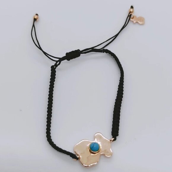 TOUS Bracelet Rose Vermeil Silver Super Power Bracelet with Cord and Turquoise - Picture 8 of 10